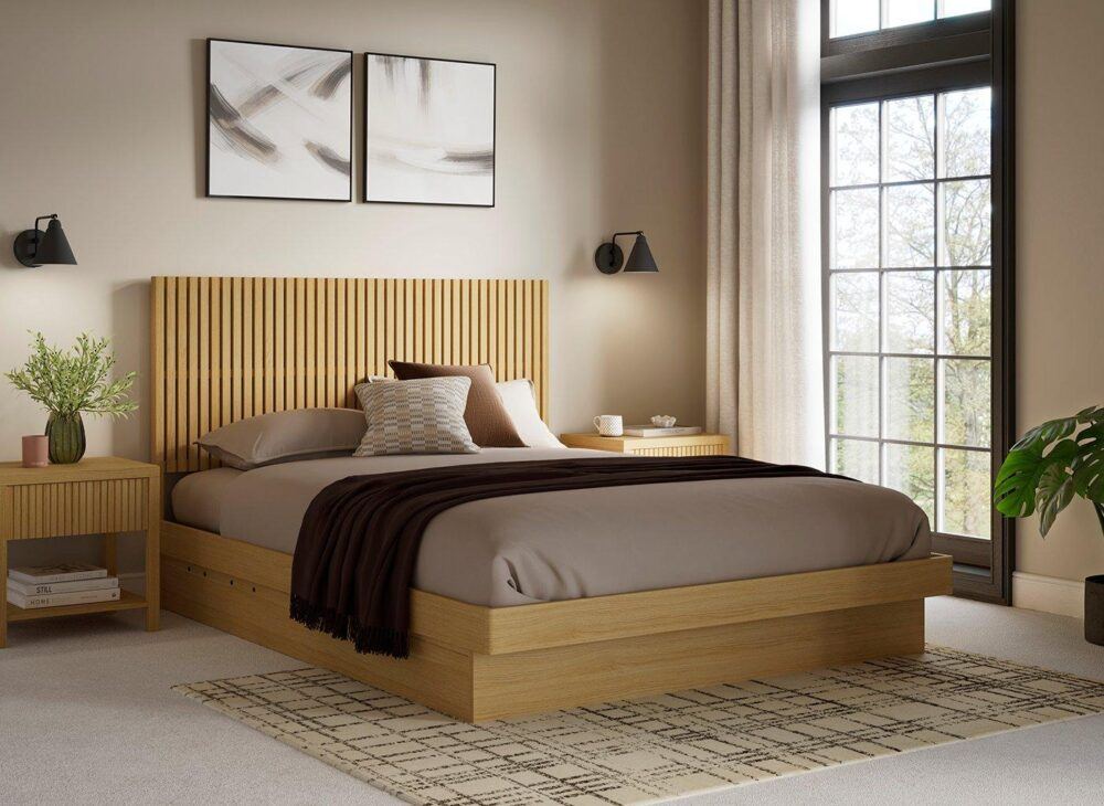 Minimalist bedroom - Hayden Platform Ottoman Bed with oak